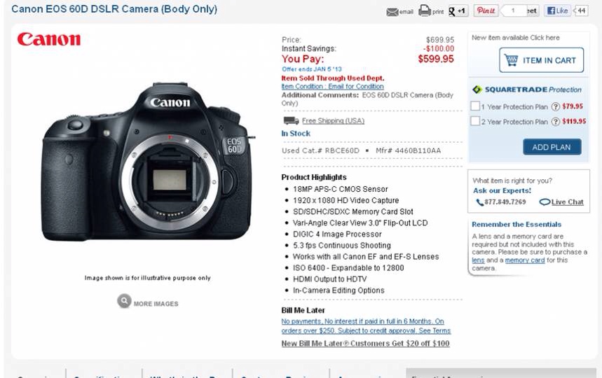 canon 60d b&h