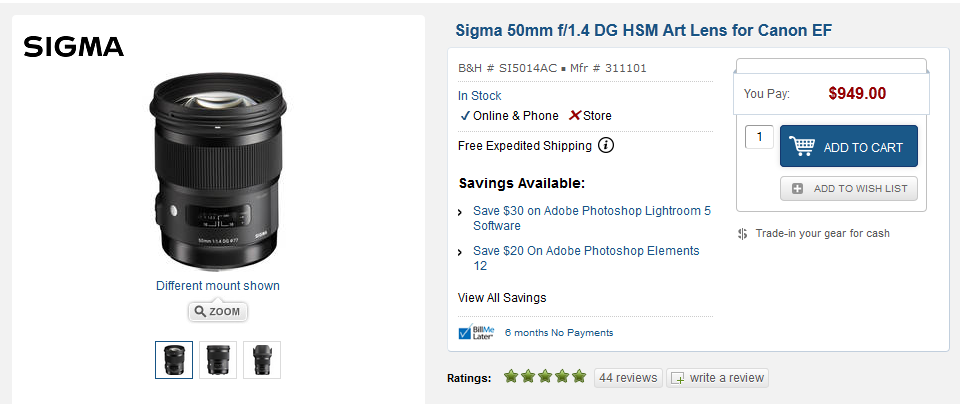 Sigma 50mm f/1.4 DG HSM