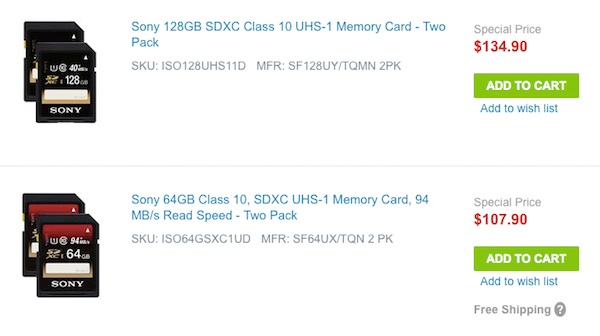 Sony 2-Packs Memory Cards