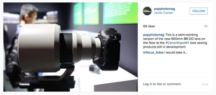 Canon EF 600mm F/4 BR DO Prototype Shown At Canon Expo 2015