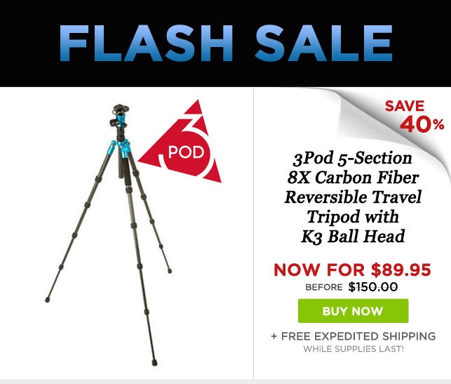 Adorama Flash Sale: 3Pod Carbon Fiber Tripod With Ball Head At $89.95 (reg. $150)