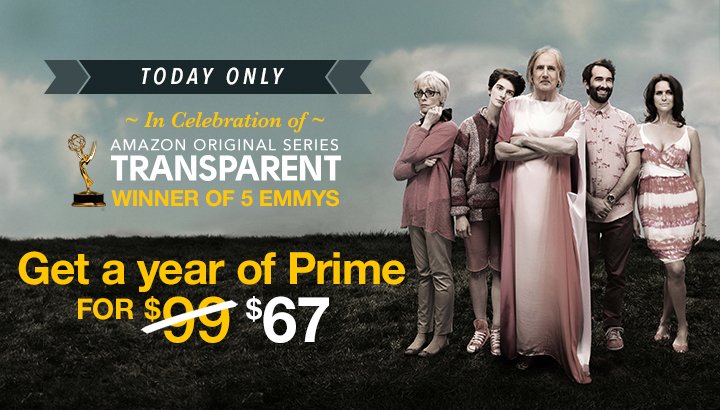 Today Only: Amazon Prime Subscription At $67 (reg. $99)