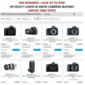 Savings up to $700 and 10% rewards on select Canon DSLRs (6D, 7D2, T5 with 2 lenses at $349))