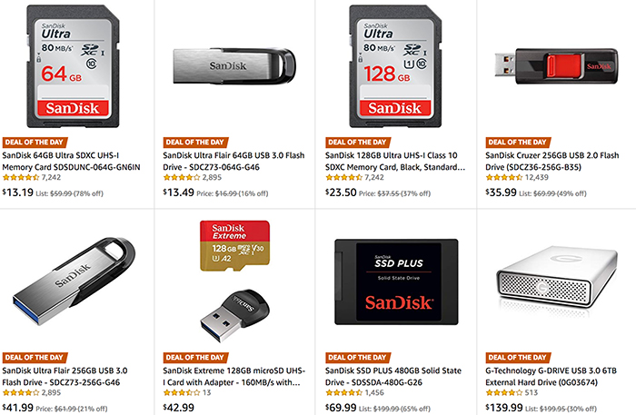 Save Big On SanDisk Memory Cards And Other Storage Products (Amazon Gold Box)