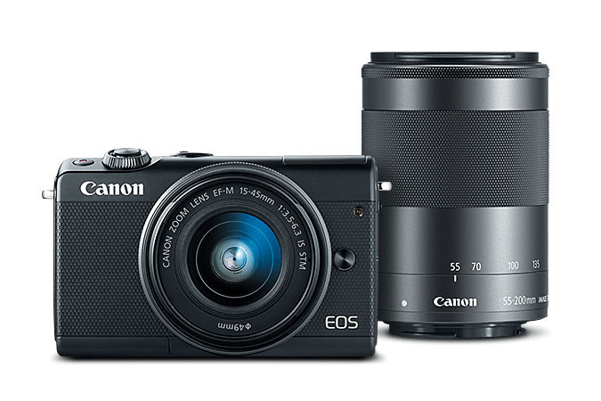 Canon EOS M100 Deal, w/ 15-45mm & 55-200mm Lenses, Memory - $399