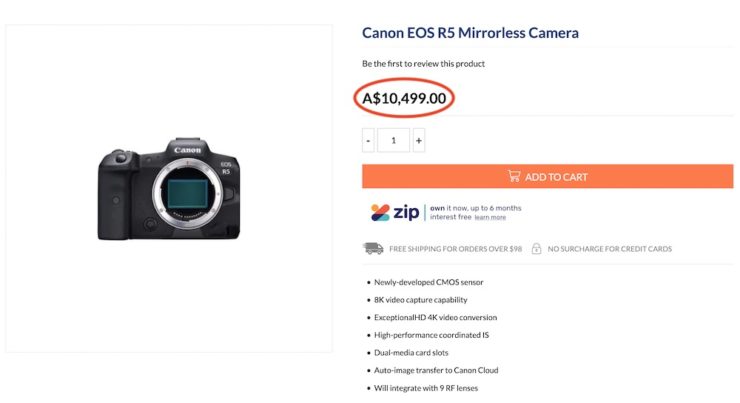 Canon Eos R5 Price